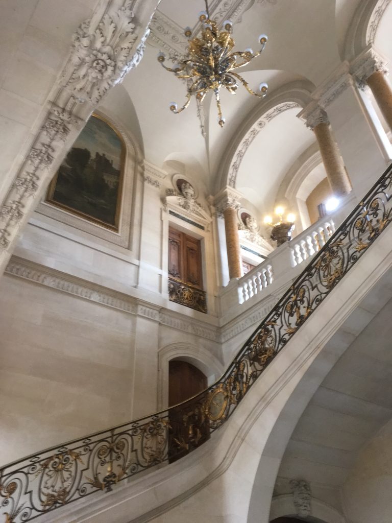 A stairway inside the Louvre.